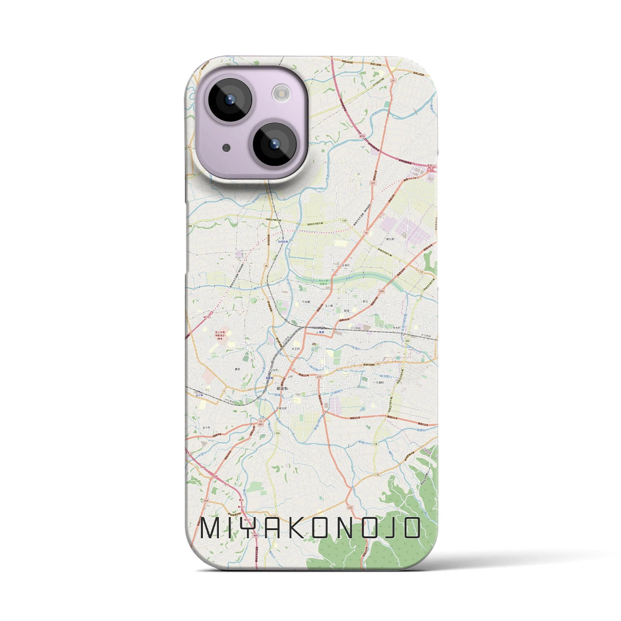 【都城】地図柄iPhoneケース（バックカバータイプ・ナチュラル）iPhone 14 用