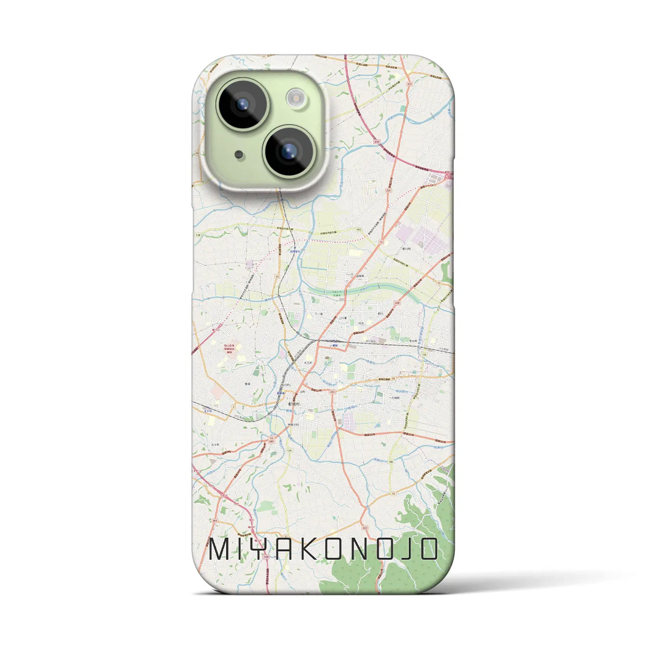 【都城】地図柄iPhoneケース（バックカバータイプ・ナチュラル）iPhone 15 用
