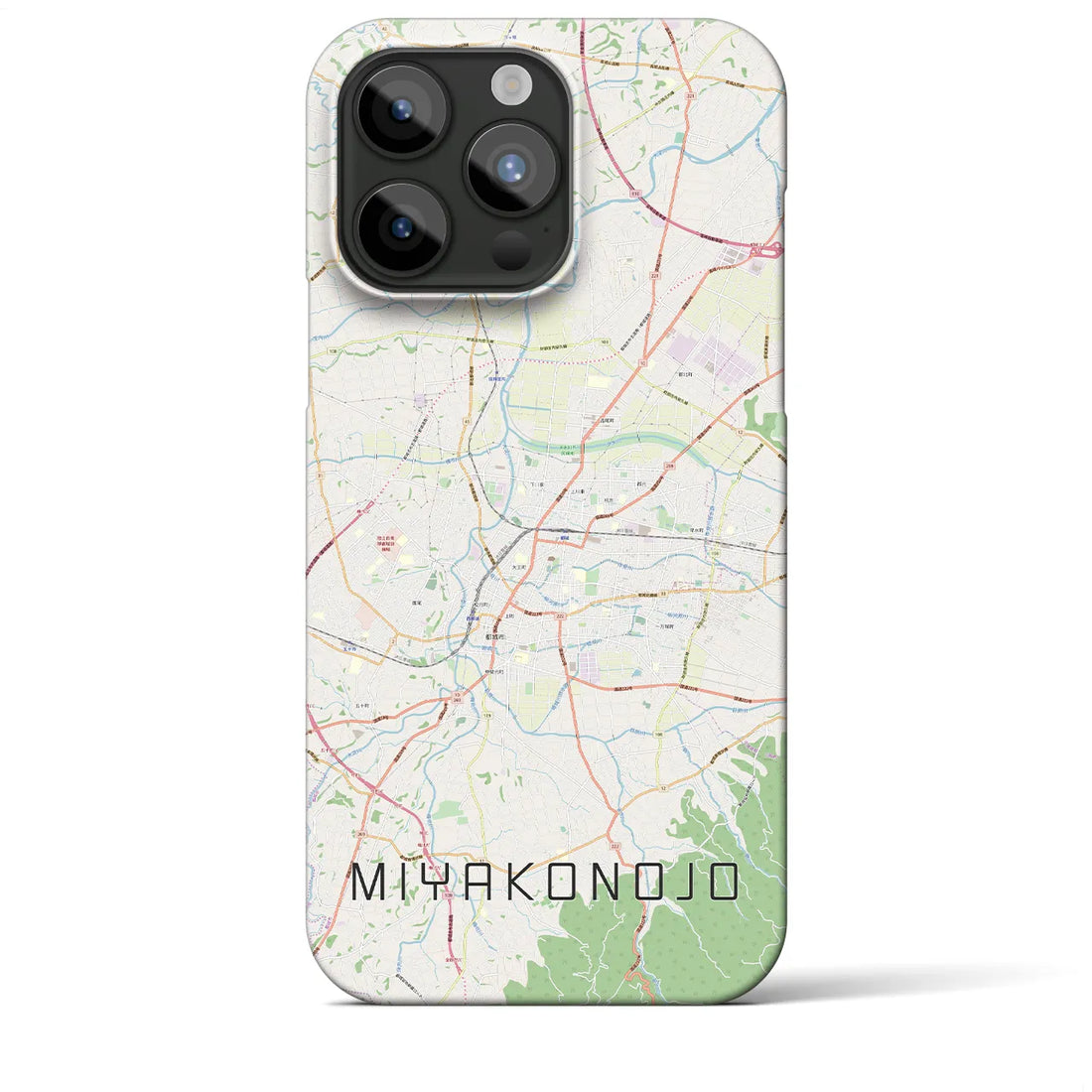 【都城】地図柄iPhoneケース（バックカバータイプ・ナチュラル）iPhone 15 Pro Max 用