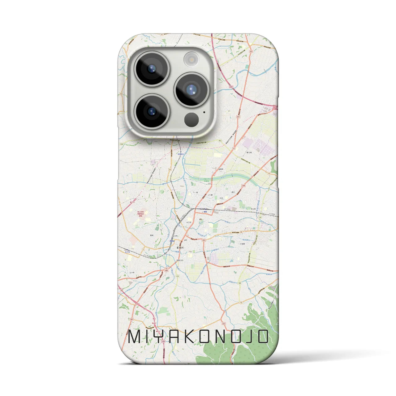 【都城】地図柄iPhoneケース（バックカバータイプ・ナチュラル）iPhone 15 Pro 用