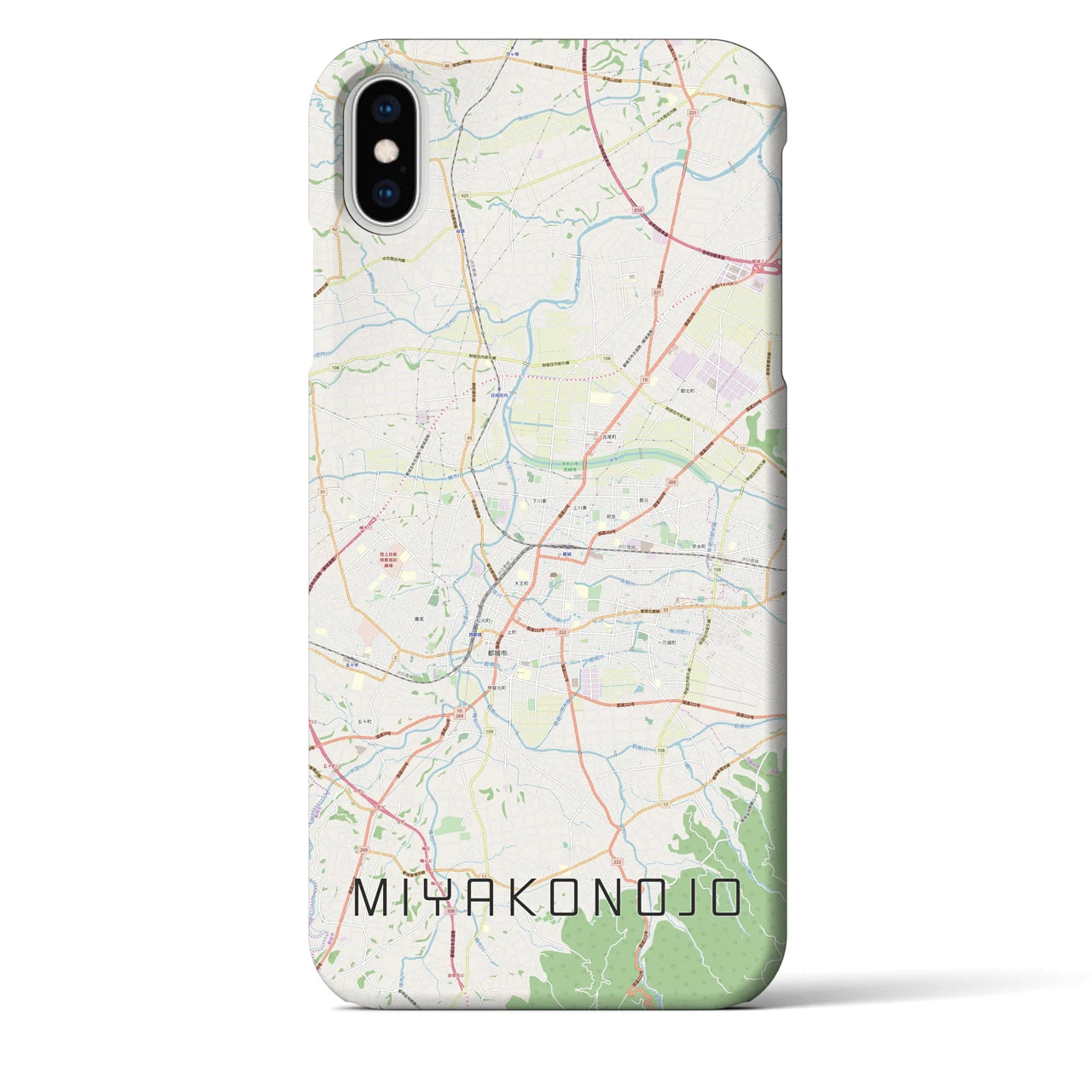 【都城】地図柄iPhoneケース（バックカバータイプ・ナチュラル）iPhone XS Max 用