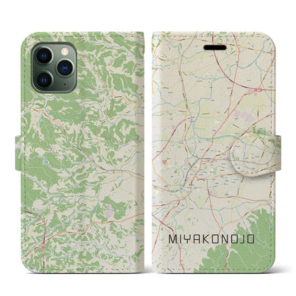 【都城（宮崎県）】地図柄iPhoneケース（手帳タイプ）ナチュラル・iPhone 11 Pro 用