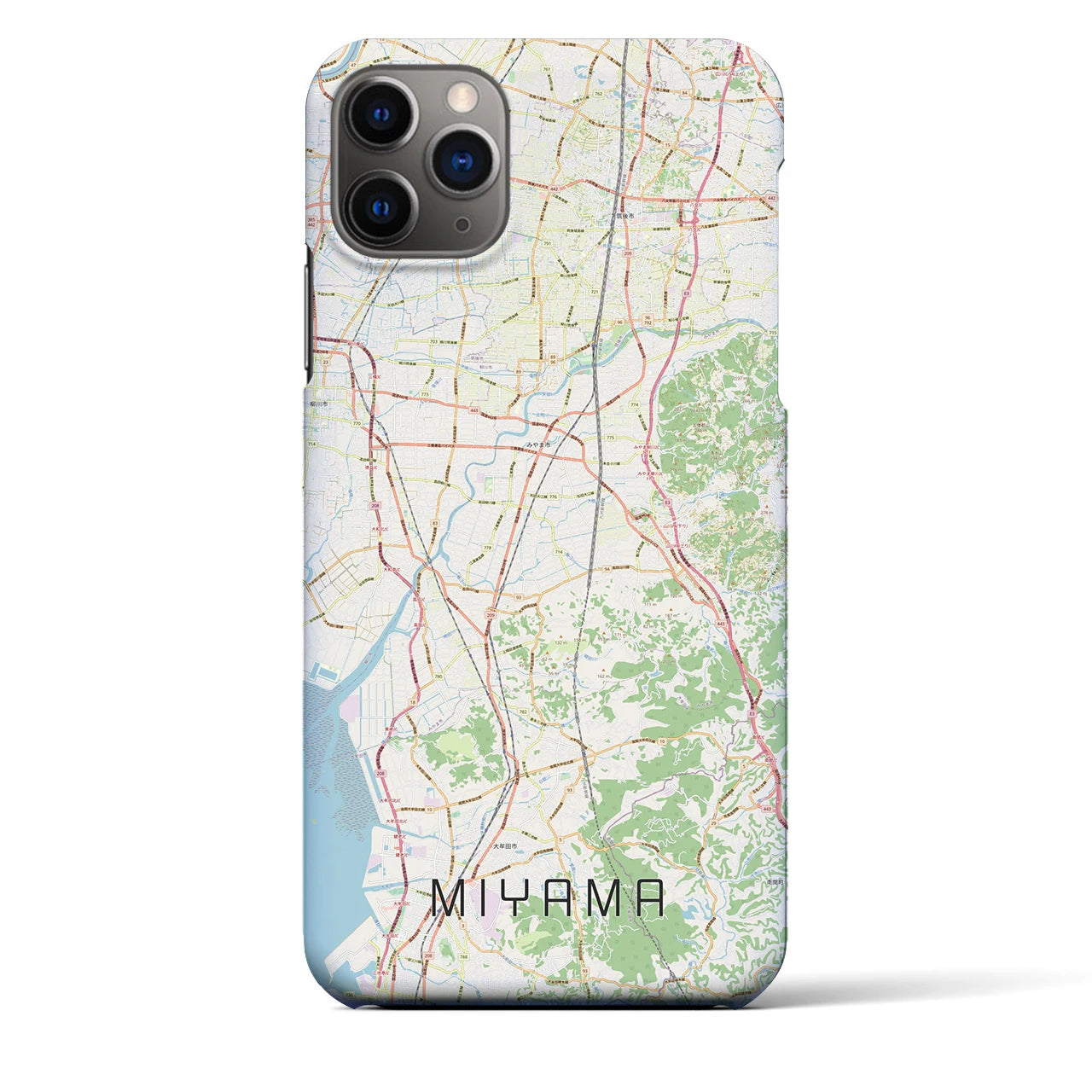 【みやま】地図柄iPhoneケース（バックカバータイプ・ナチュラル）iPhone 11 Pro Max 用
