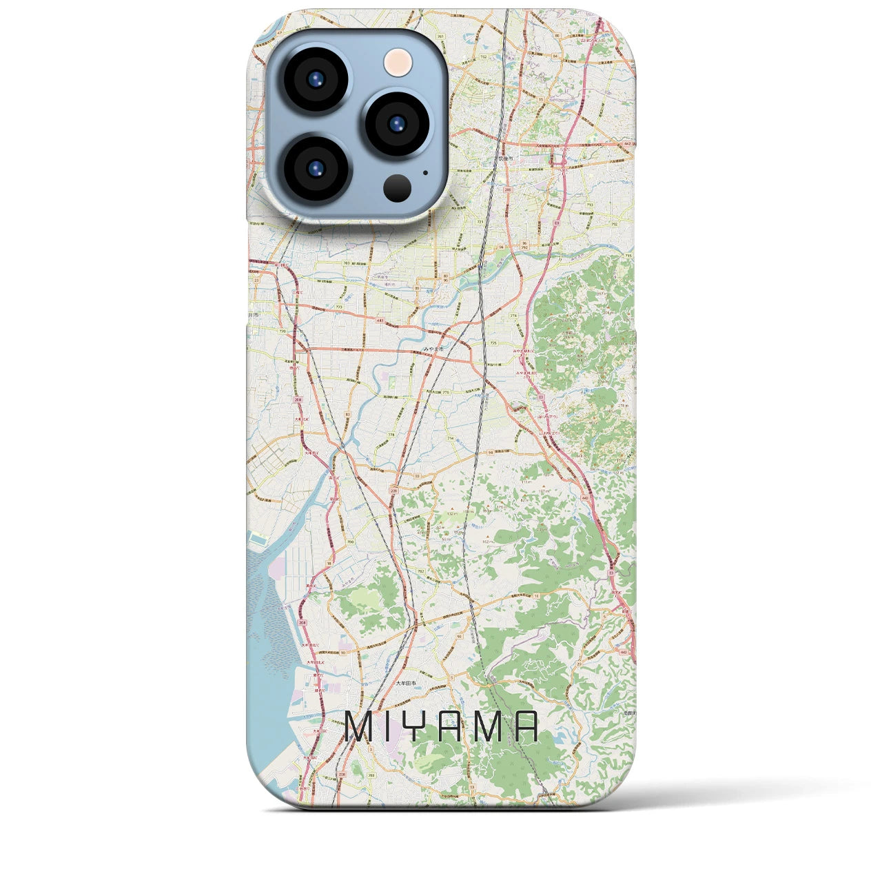 【みやま】地図柄iPhoneケース（バックカバータイプ・ナチュラル）iPhone 13 Pro Max 用