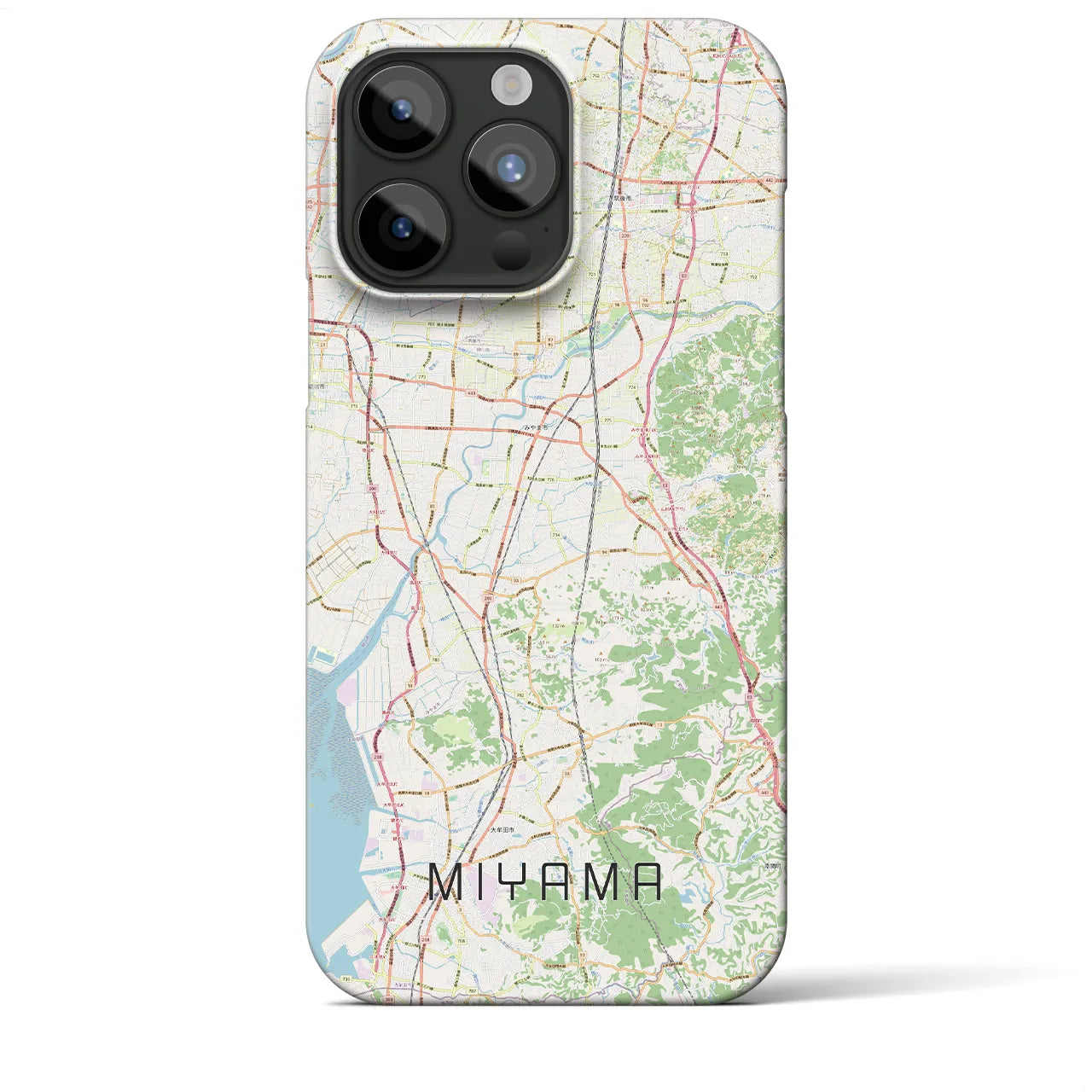 【みやま】地図柄iPhoneケース（バックカバータイプ・ナチュラル）iPhone 15 Pro Max 用