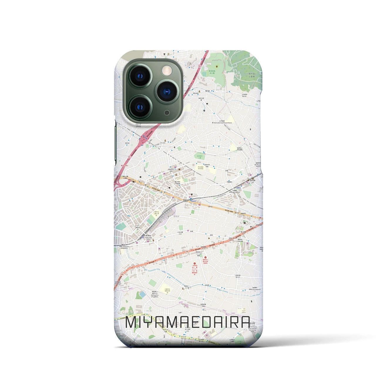 【宮前平】地図柄iPhoneケース（バックカバータイプ・ナチュラル）iPhone 11 Pro 用