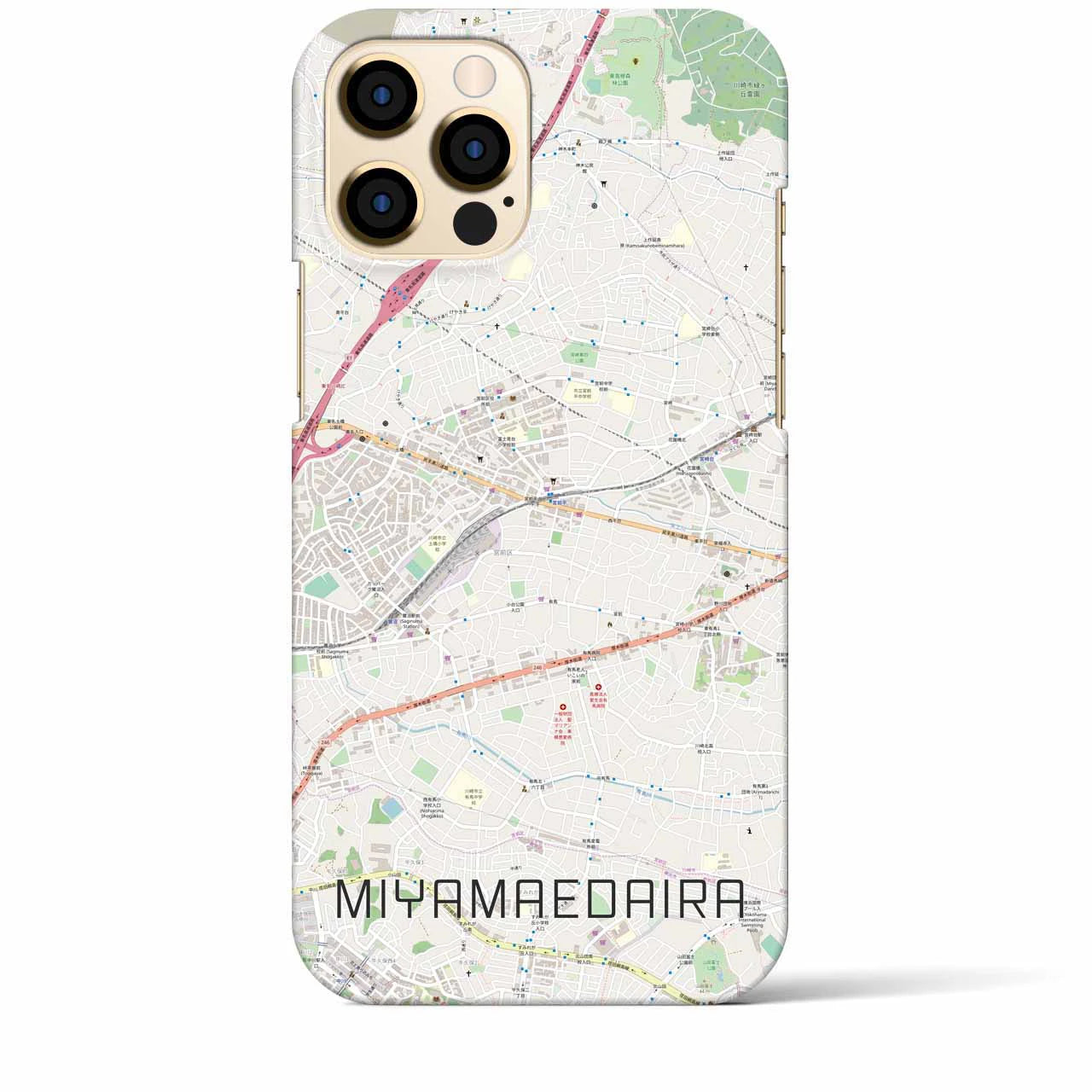 【宮前平】地図柄iPhoneケース（バックカバータイプ・ナチュラル）iPhone 12 Pro Max 用