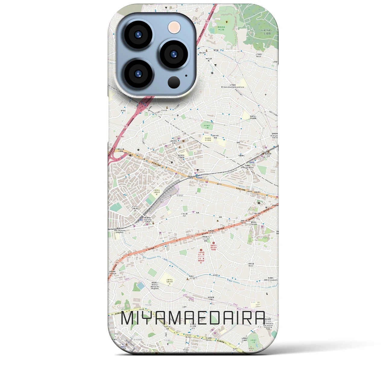 【宮前平】地図柄iPhoneケース（バックカバータイプ・ナチュラル）iPhone 13 Pro Max 用