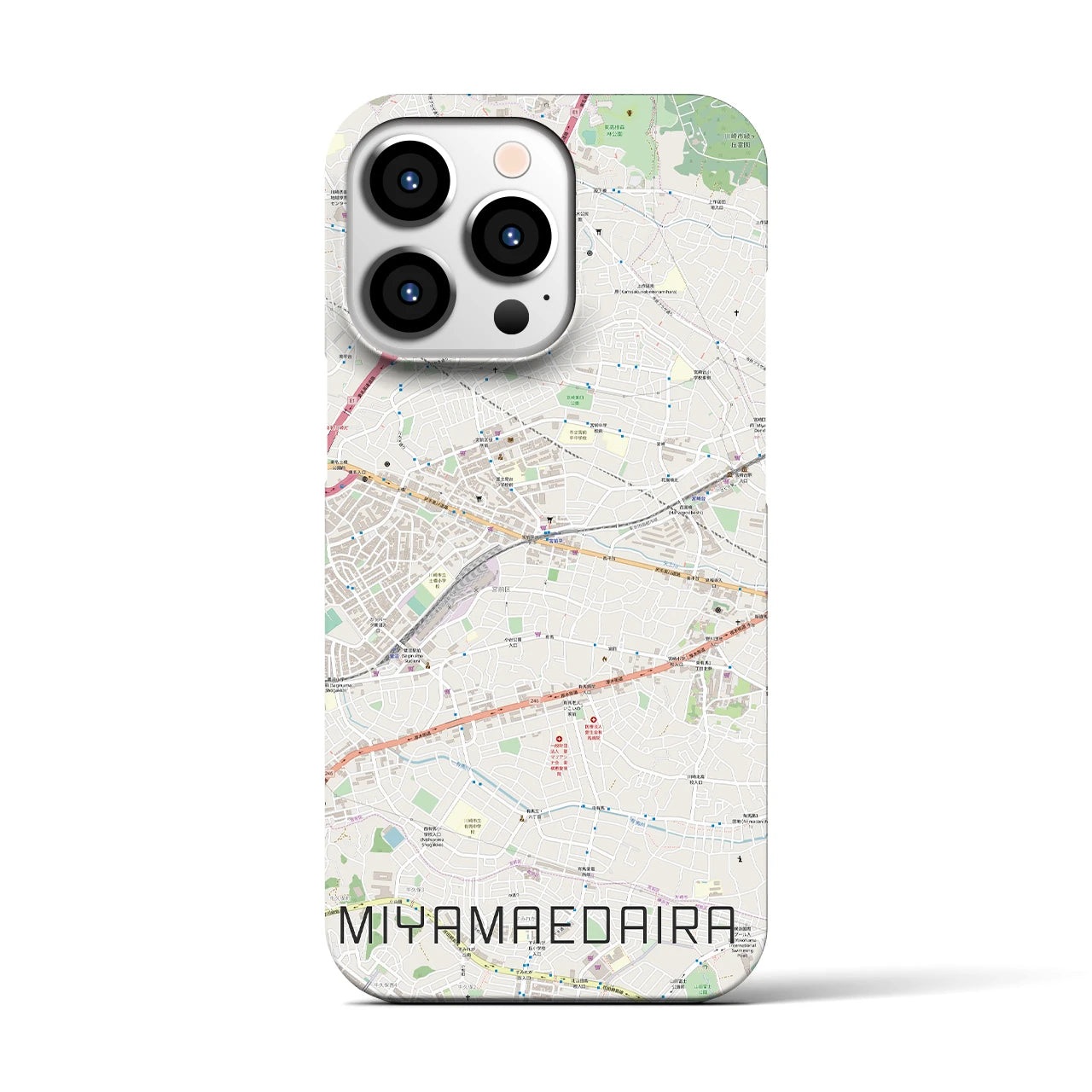 【宮前平】地図柄iPhoneケース（バックカバータイプ・ナチュラル）iPhone 13 Pro 用
