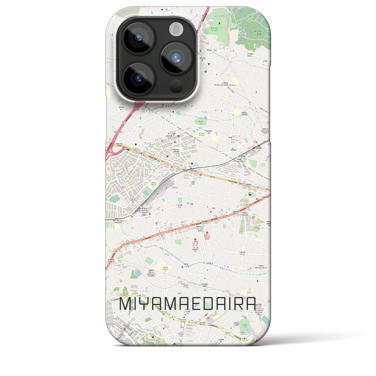 【宮前平】地図柄iPhoneケース（バックカバータイプ・ナチュラル）iPhone 15 Pro Max 用