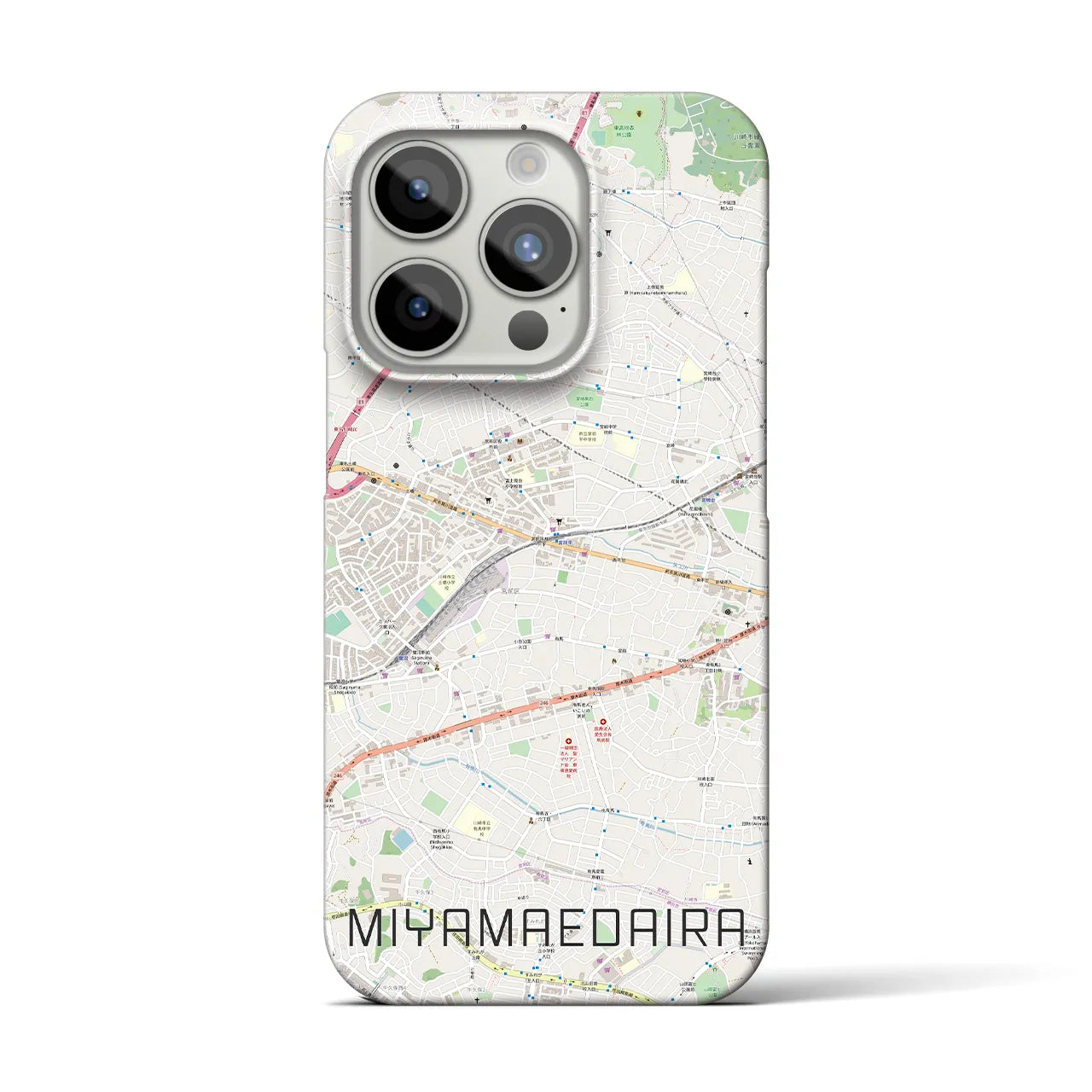 【宮前平】地図柄iPhoneケース（バックカバータイプ・ナチュラル）iPhone 15 Pro 用