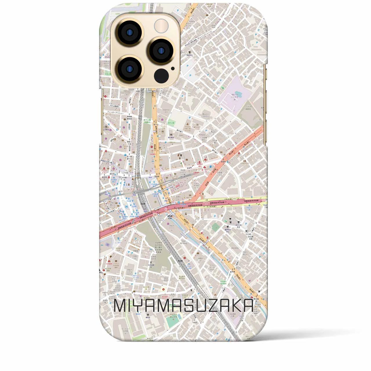 【宮益坂】地図柄iPhoneケース（バックカバータイプ・ナチュラル）iPhone 12 Pro Max 用