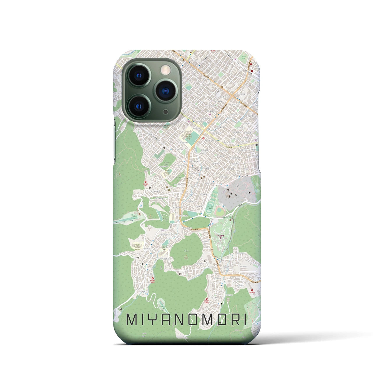 【宮の森】地図柄iPhoneケース（バックカバータイプ・ナチュラル）iPhone 11 Pro 用