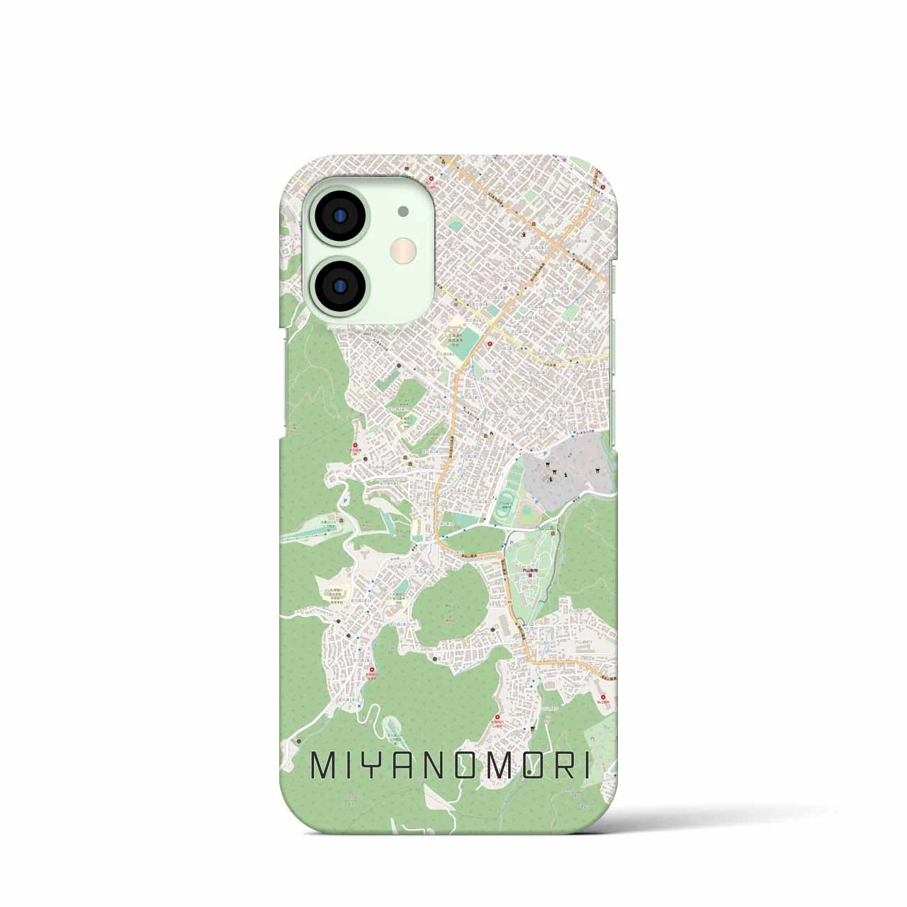 【宮の森】地図柄iPhoneケース（バックカバータイプ・ナチュラル）iPhone 12 mini 用