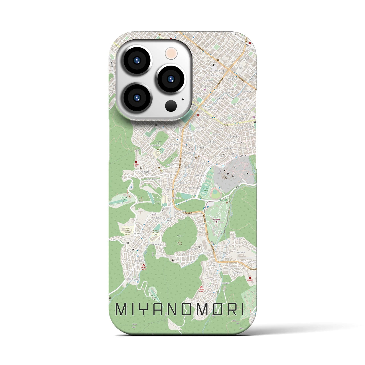 【宮の森】地図柄iPhoneケース（バックカバータイプ・ナチュラル）iPhone 13 Pro 用