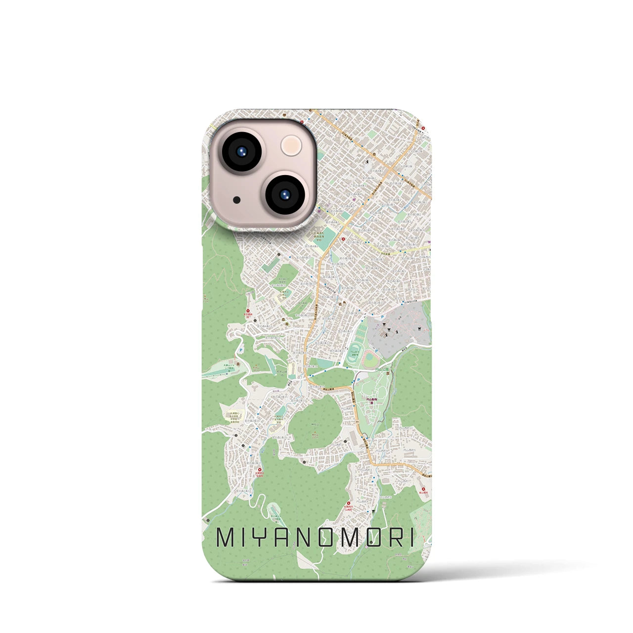 【宮の森】地図柄iPhoneケース（バックカバータイプ・ナチュラル）iPhone 13 mini 用