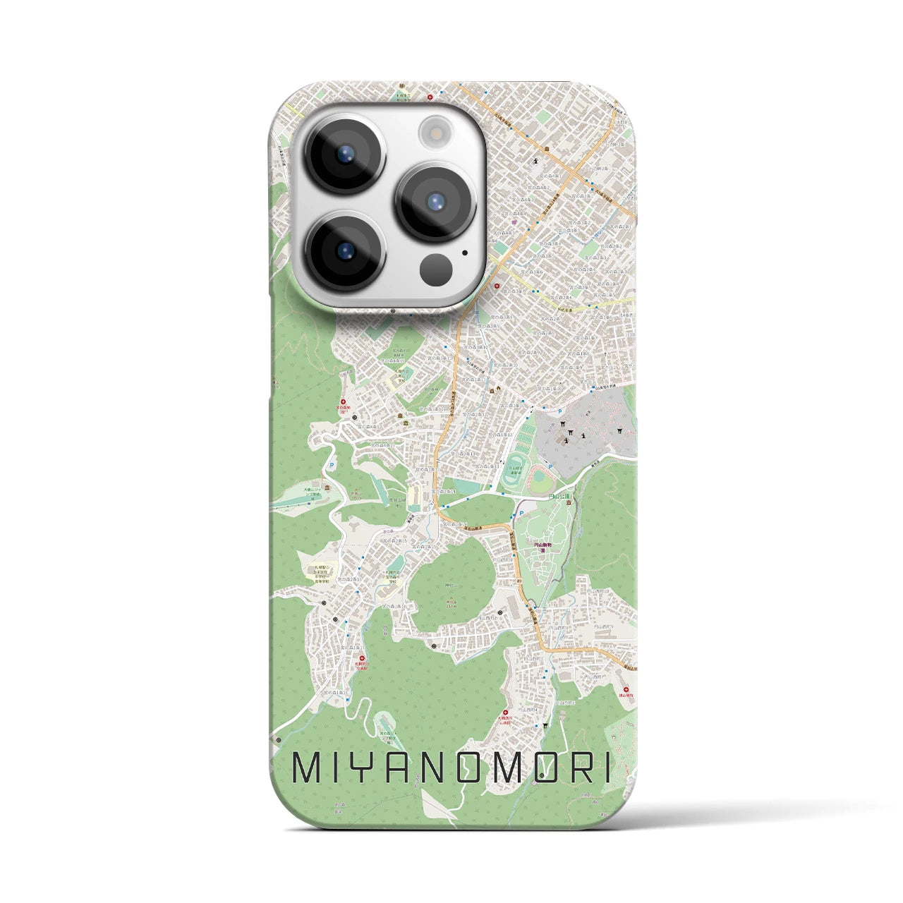 【宮の森】地図柄iPhoneケース（バックカバータイプ・ナチュラル）iPhone 14 Pro 用