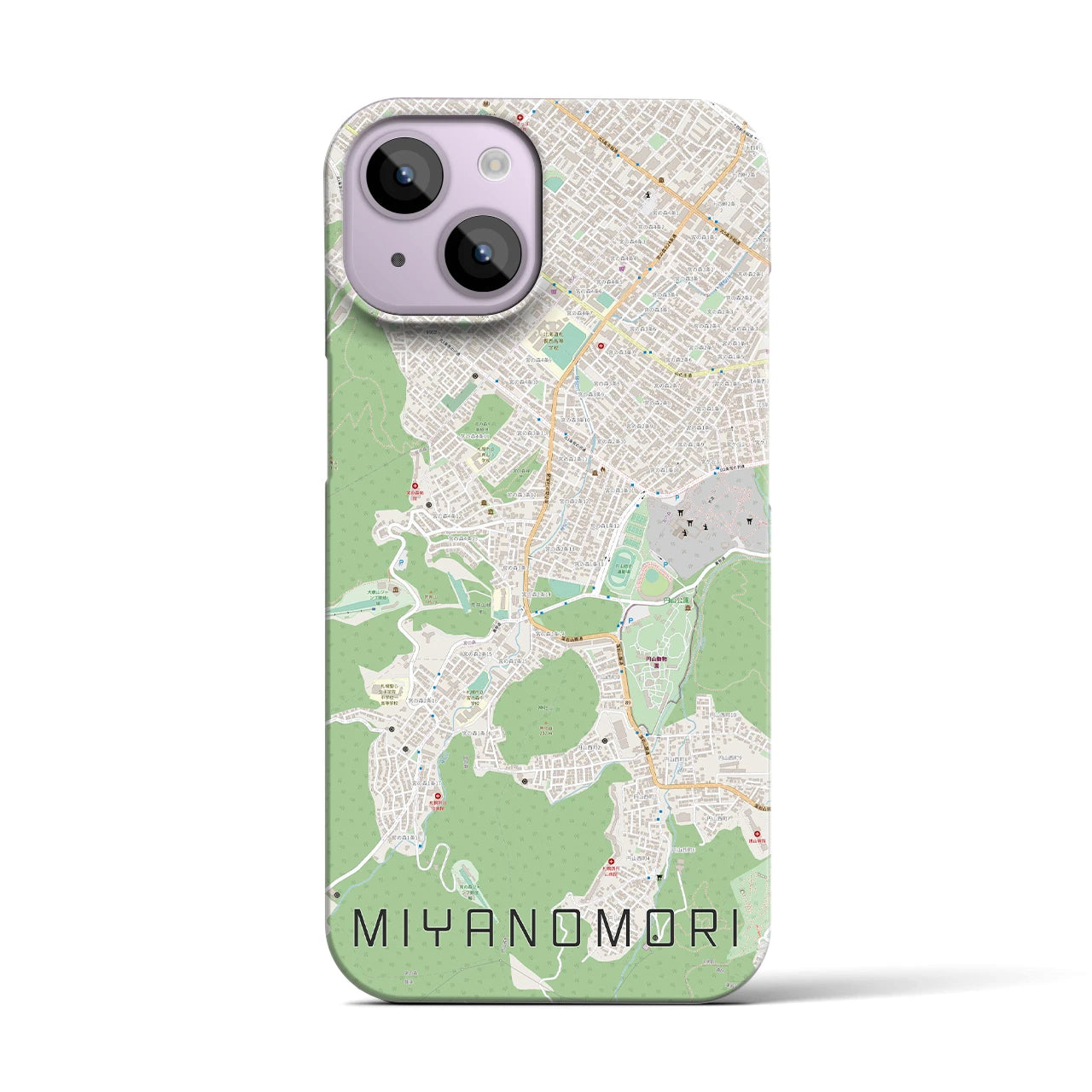 【宮の森】地図柄iPhoneケース（バックカバータイプ・ナチュラル）iPhone 14 用
