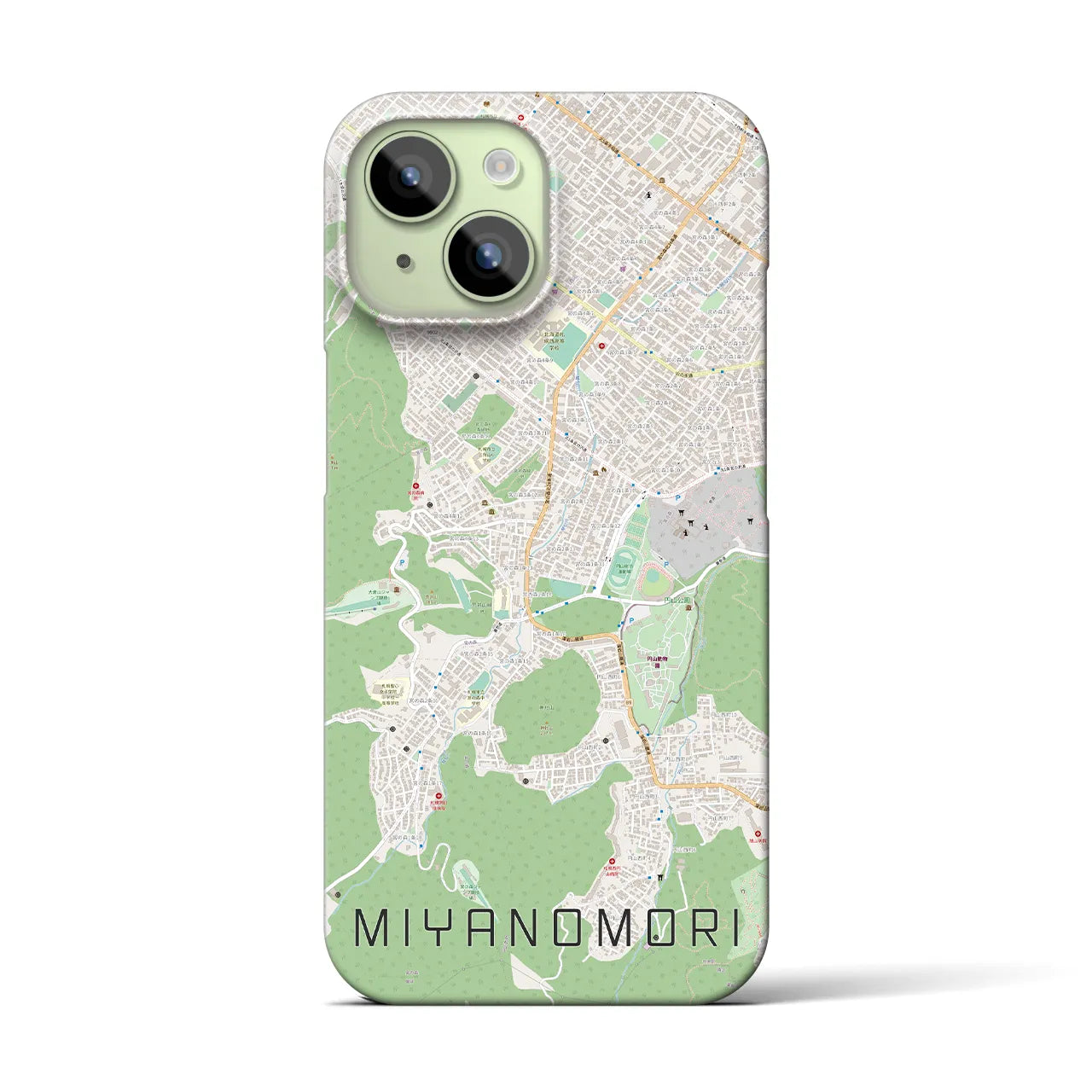 【宮の森】地図柄iPhoneケース（バックカバータイプ・ナチュラル）iPhone 15 用