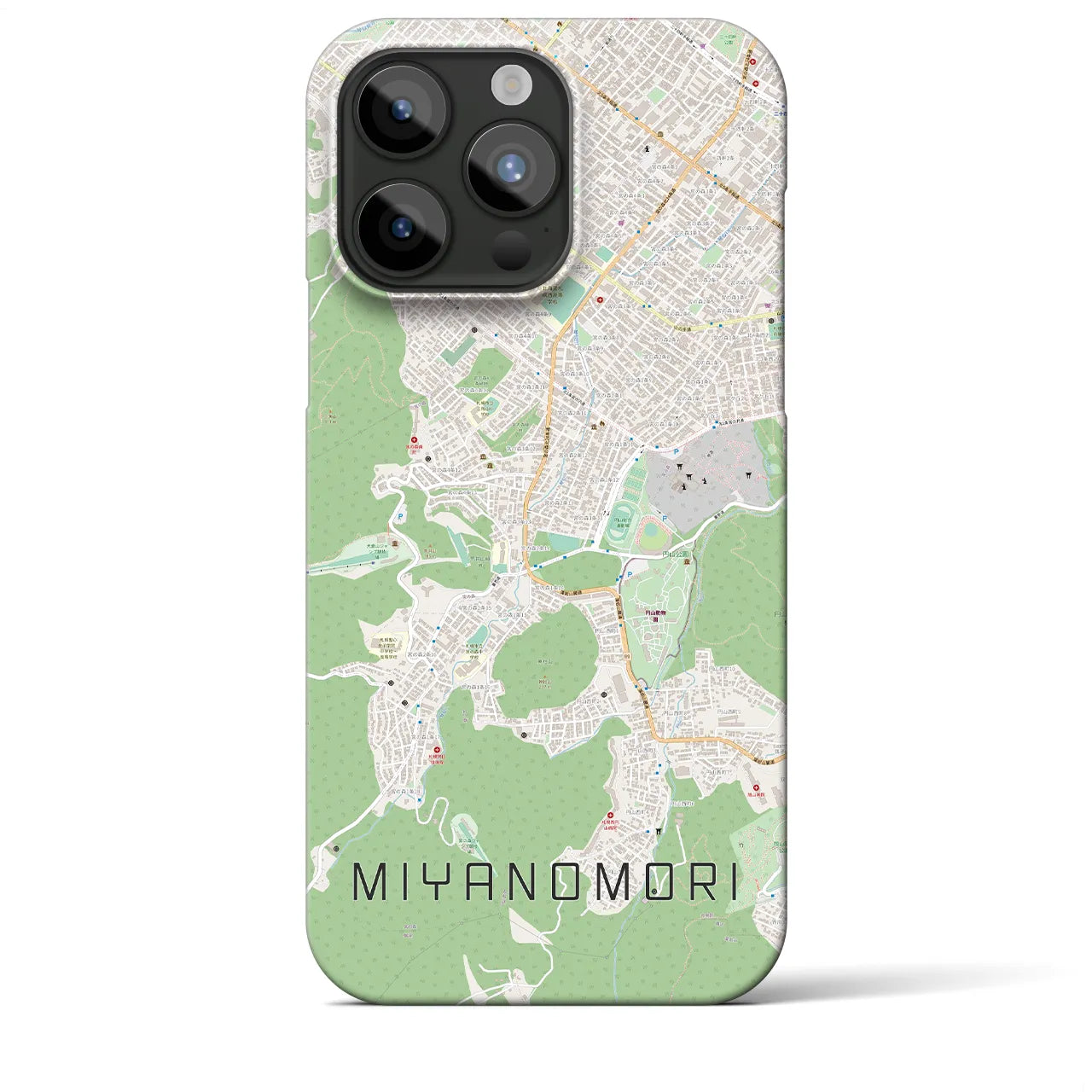 【宮の森】地図柄iPhoneケース（バックカバータイプ・ナチュラル）iPhone 15 Pro Max 用