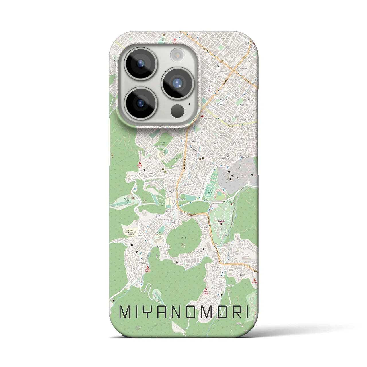 【宮の森】地図柄iPhoneケース（バックカバータイプ・ナチュラル）iPhone 15 Pro 用