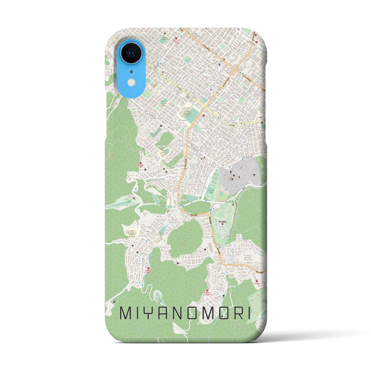 【宮の森】地図柄iPhoneケース（バックカバータイプ・ナチュラル）iPhone XR 用