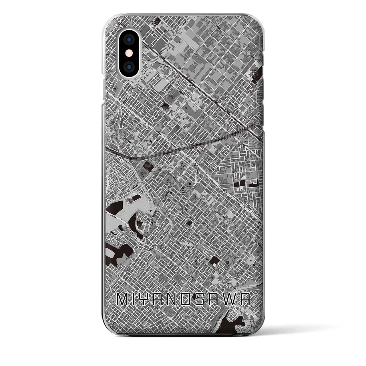 【宮の沢】地図柄iPhoneケース（クリアタイプ・モノトーン）iPhone XS Max 用