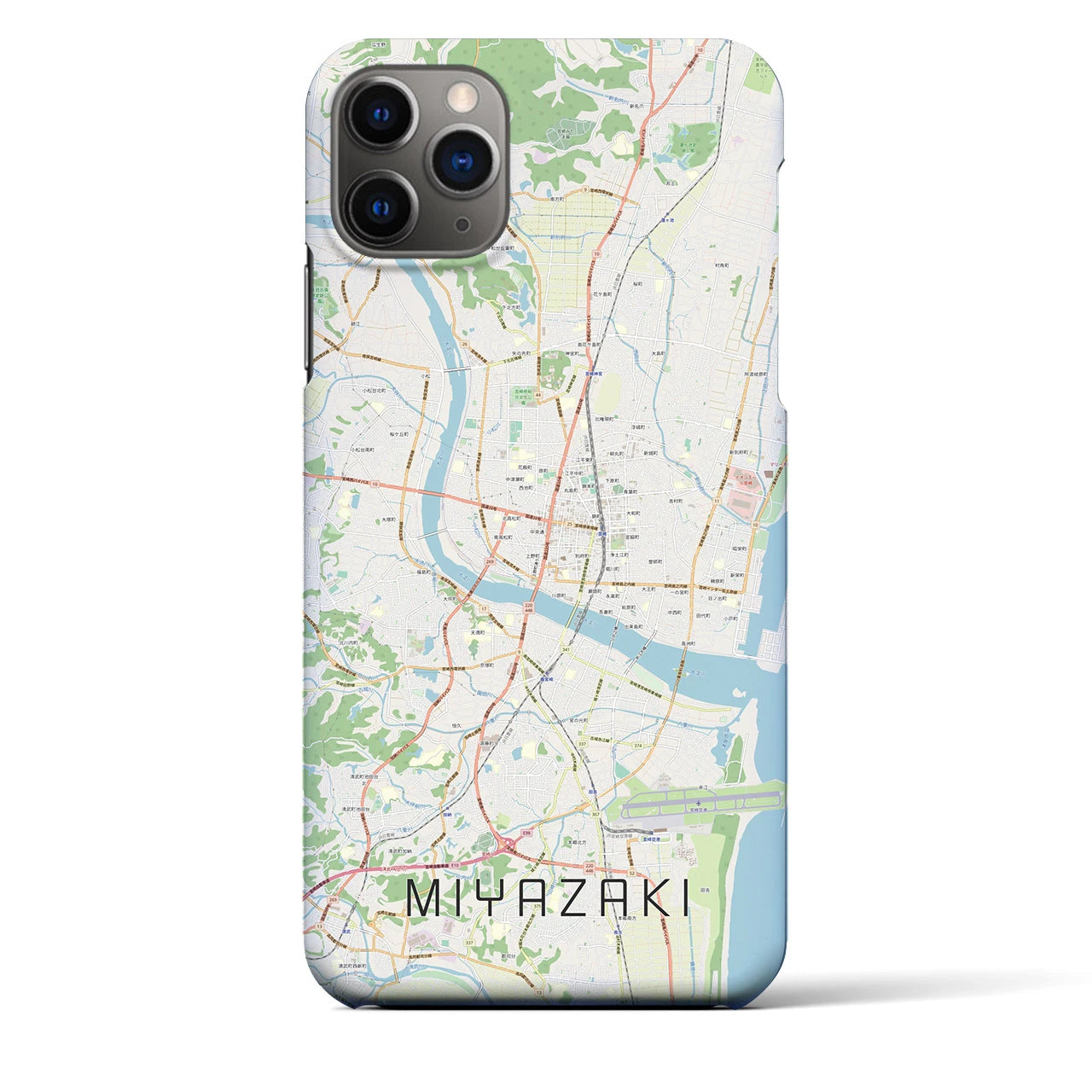 【宮崎2】地図柄iPhoneケース（バックカバータイプ・ナチュラル）iPhone 11 Pro Max 用
