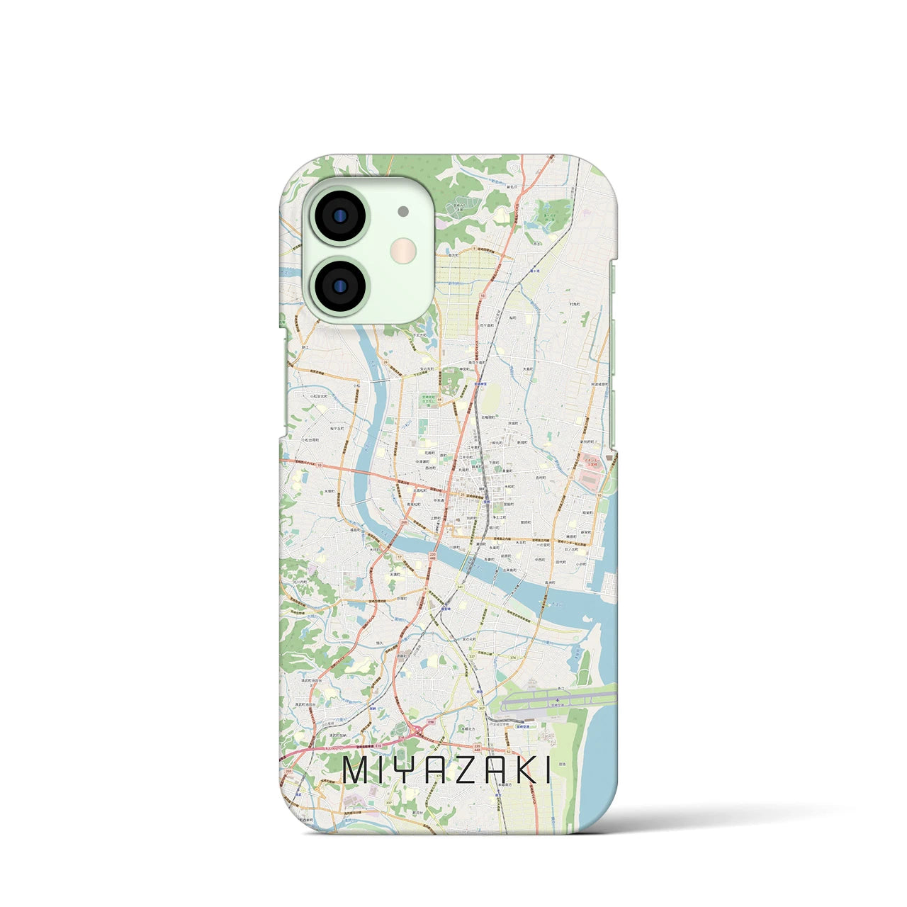 【宮崎2】地図柄iPhoneケース（バックカバータイプ・ナチュラル）iPhone 12 mini 用