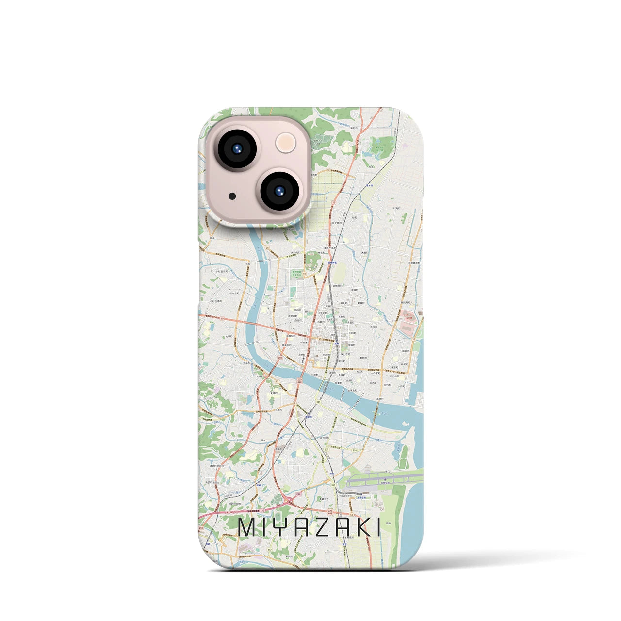【宮崎2】地図柄iPhoneケース（バックカバータイプ・ナチュラル）iPhone 13 mini 用