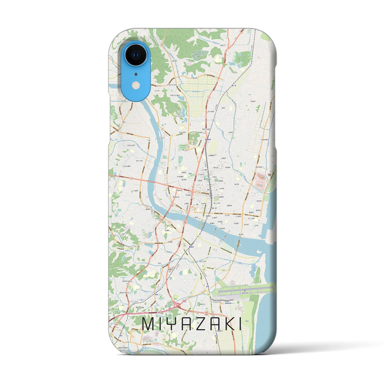 【宮崎2】地図柄iPhoneケース（バックカバータイプ・ナチュラル）iPhone XR 用