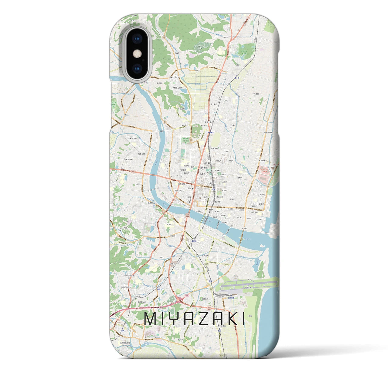 【宮崎2】地図柄iPhoneケース（バックカバータイプ・ナチュラル）iPhone XS Max 用