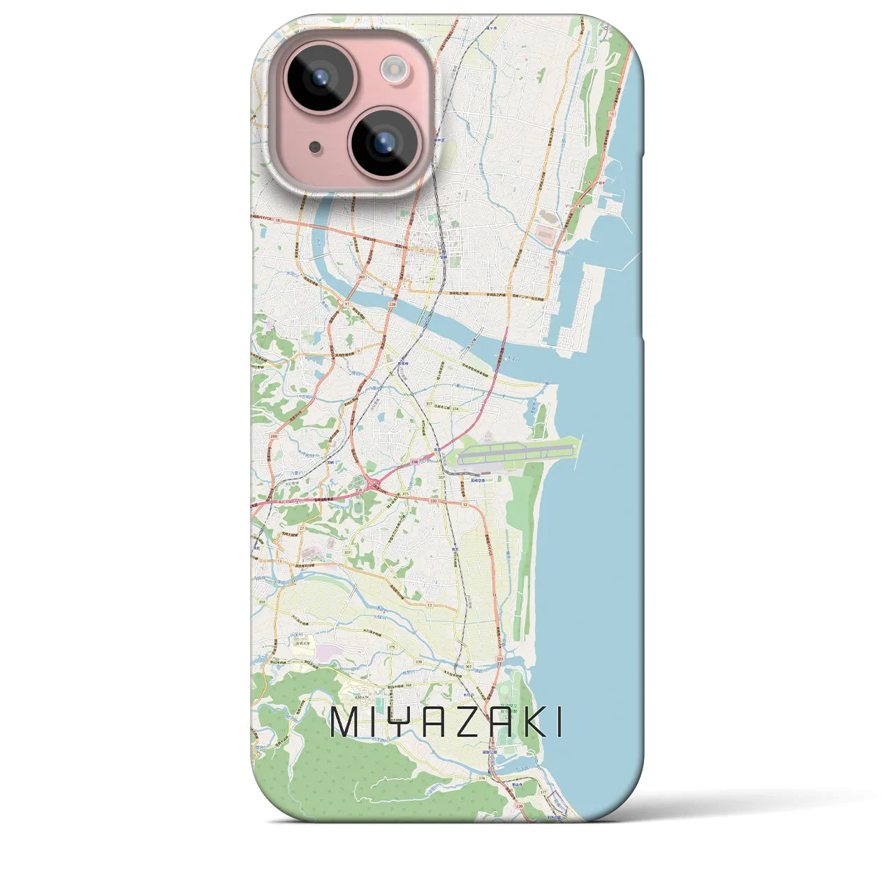 【宮崎】地図柄iPhoneケース（バックカバータイプ・ナチュラル）iPhone 15 Plus 用