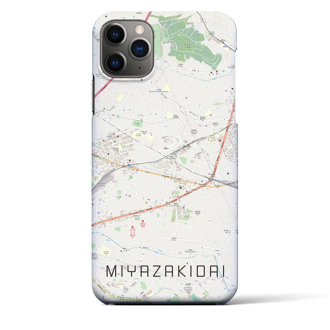 【宮崎台】地図柄iPhoneケース（バックカバータイプ・ナチュラル）iPhone 11 Pro Max 用