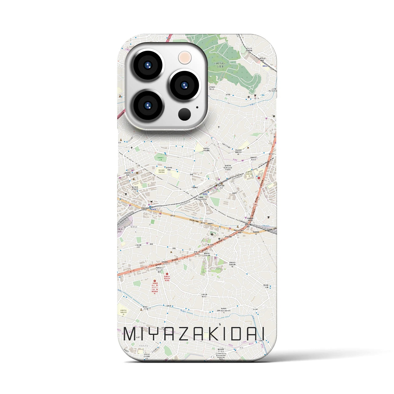 【宮崎台】地図柄iPhoneケース（バックカバータイプ・ナチュラル）iPhone 13 Pro 用