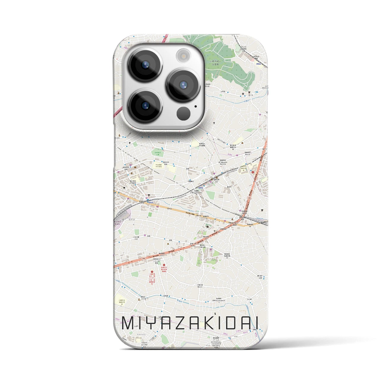 【宮崎台】地図柄iPhoneケース（バックカバータイプ・ナチュラル）iPhone 14 Pro 用