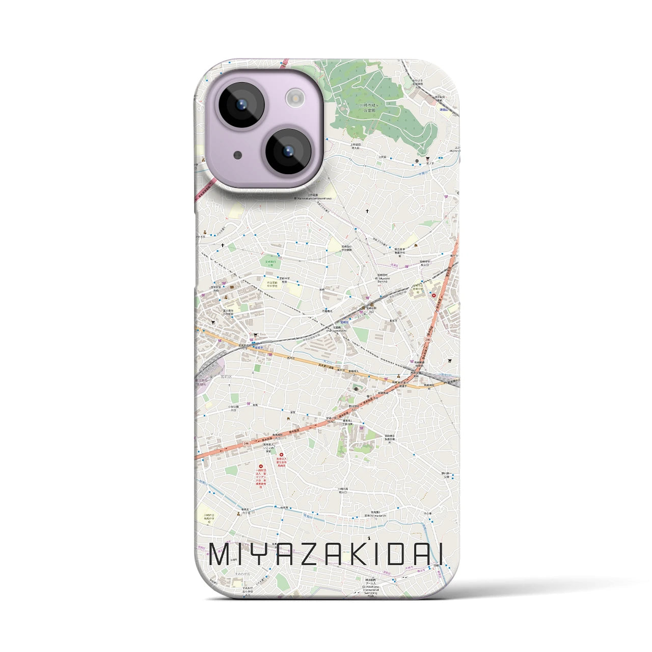 【宮崎台】地図柄iPhoneケース（バックカバータイプ・ナチュラル）iPhone 14 用