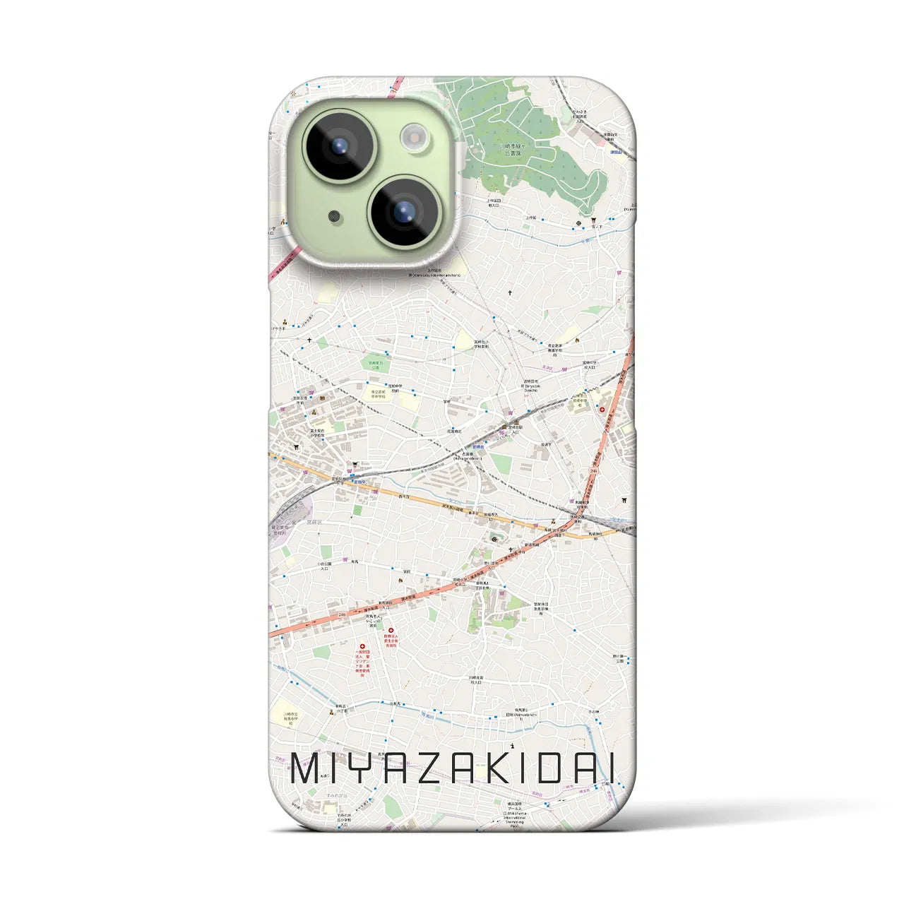 【宮崎台】地図柄iPhoneケース（バックカバータイプ・ナチュラル）iPhone 15 用