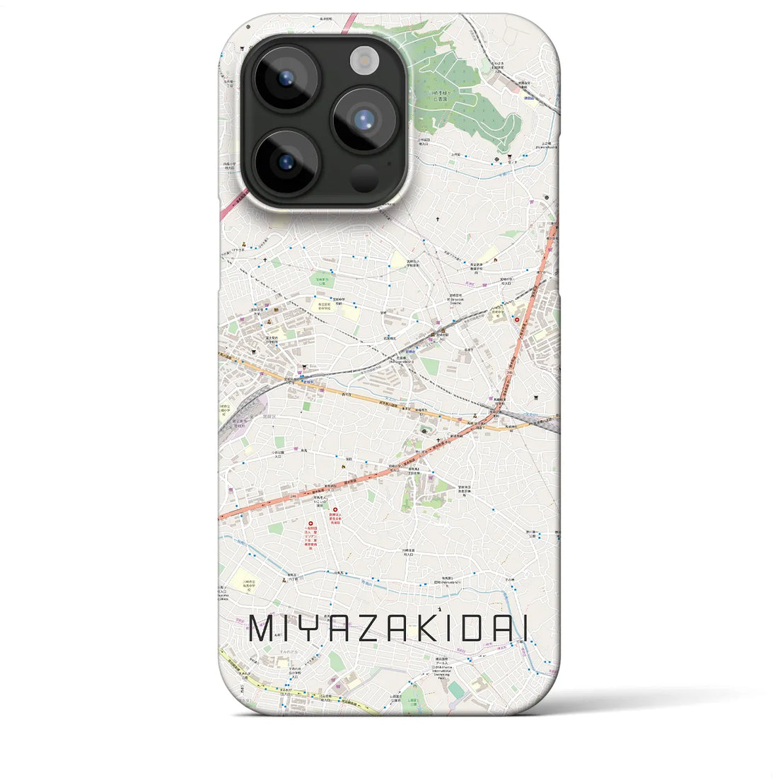 【宮崎台】地図柄iPhoneケース（バックカバータイプ・ナチュラル）iPhone 15 Pro Max 用