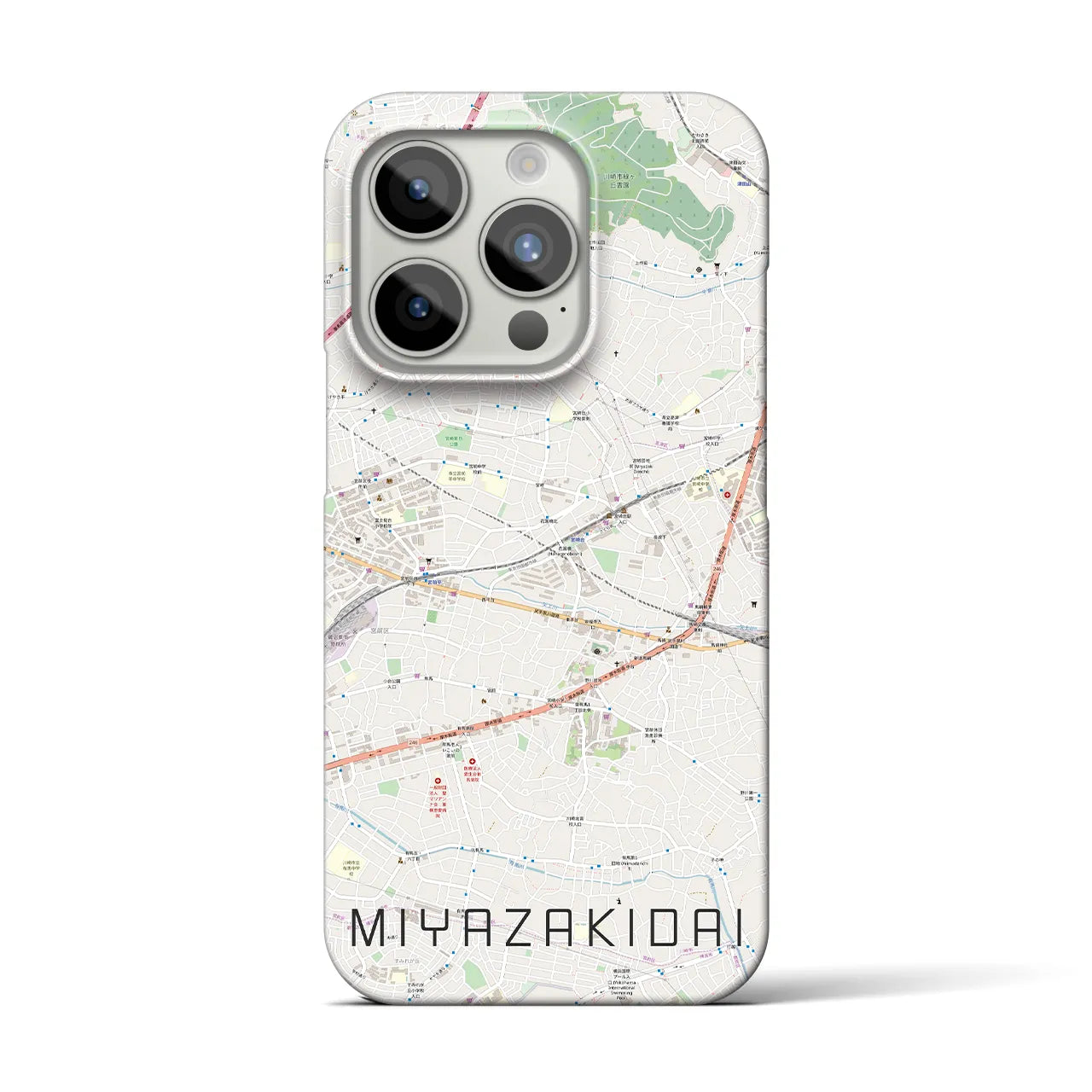 【宮崎台】地図柄iPhoneケース（バックカバータイプ・ナチュラル）iPhone 15 Pro 用
