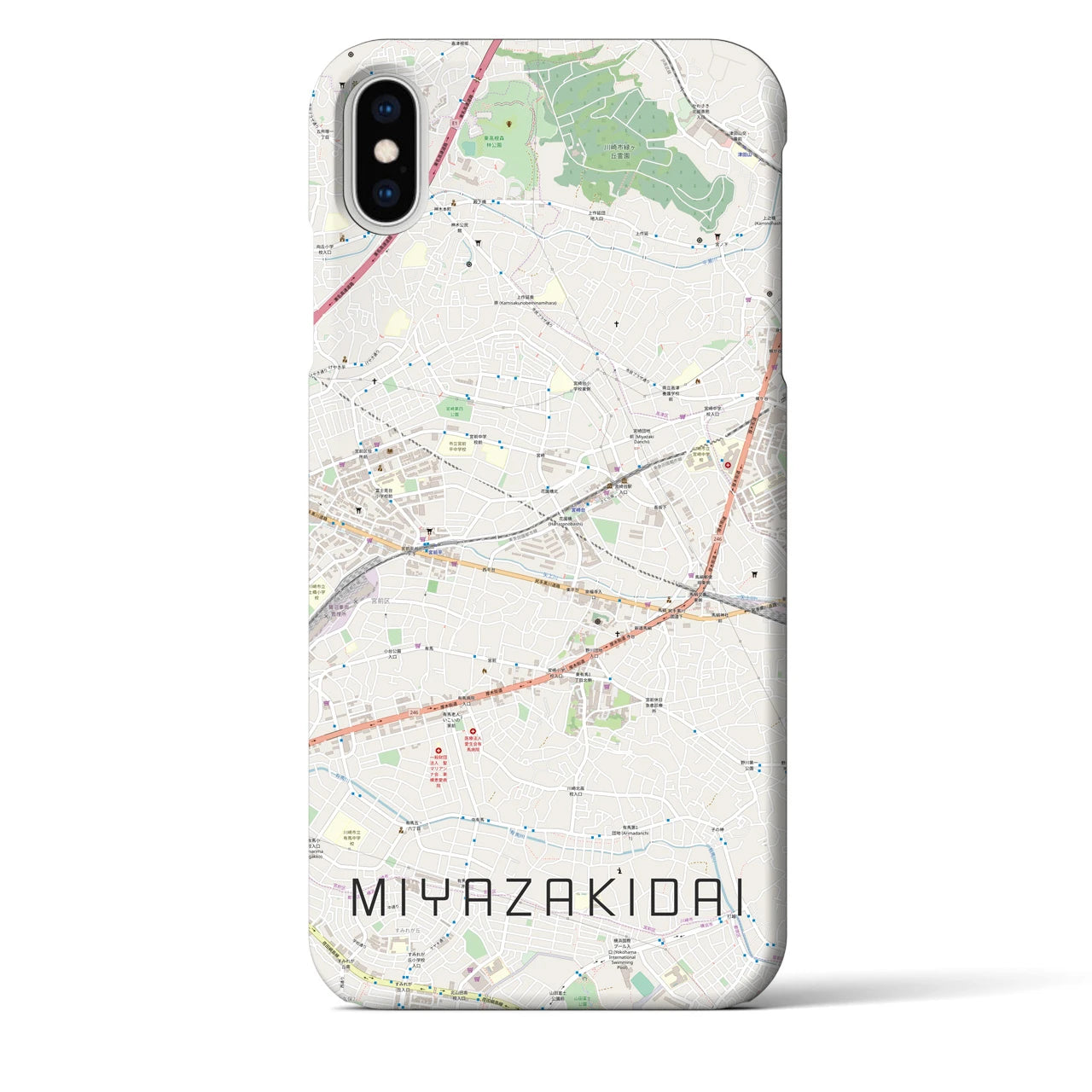 【宮崎台】地図柄iPhoneケース（バックカバータイプ・ナチュラル）iPhone XS Max 用