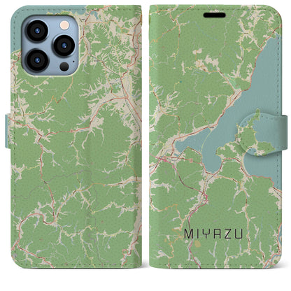 【宮津（京都府）】地図柄iPhoneケース（手帳タイプ）ナチュラル・iPhone 13 Pro Max 用