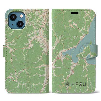 【宮津（京都府）】地図柄iPhoneケース（手帳タイプ）ナチュラル・iPhone 13 用