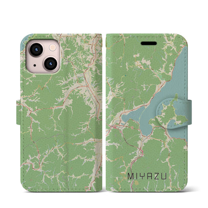 【宮津（京都府）】地図柄iPhoneケース（手帳タイプ）ナチュラル・iPhone 13 mini 用