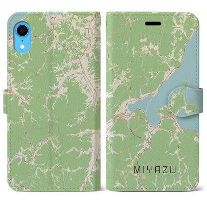 【宮津（京都府）】地図柄iPhoneケース（手帳タイプ）ナチュラル・iPhone XR 用
