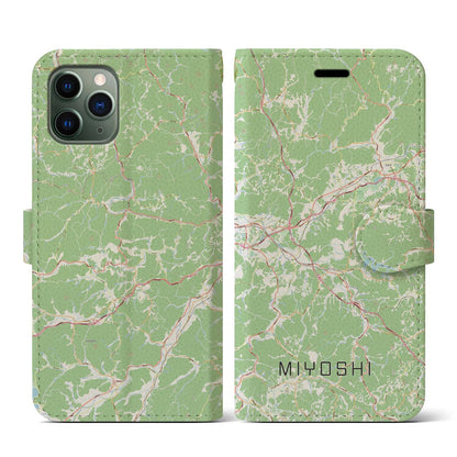 【三次（広島県）】地図柄iPhoneケース（手帳タイプ）ナチュラル・iPhone 11 Pro 用