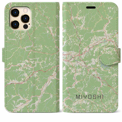 【三次（広島県）】地図柄iPhoneケース（手帳タイプ）ナチュラル・iPhone 12 Pro Max 用