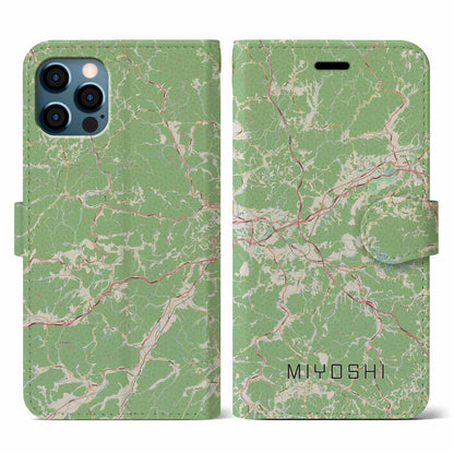 【三次（広島県）】地図柄iPhoneケース（手帳タイプ）ナチュラル・iPhone 12 / 12 Pro 用