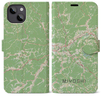 【三次（広島県）】地図柄iPhoneケース（手帳タイプ）ナチュラル・iPhone 14 Plus 用