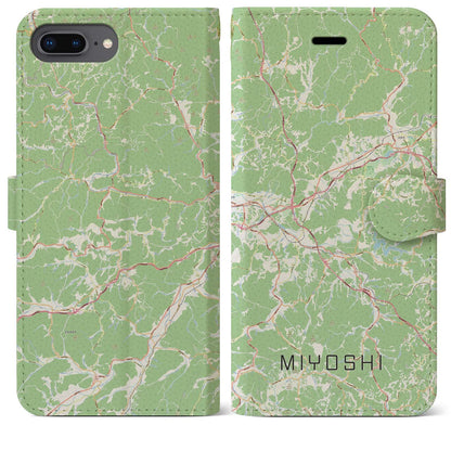 【三次（広島県）】地図柄iPhoneケース（手帳タイプ）ナチュラル・iPhone 8Plus /7Plus / 6sPlus / 6Plus 用